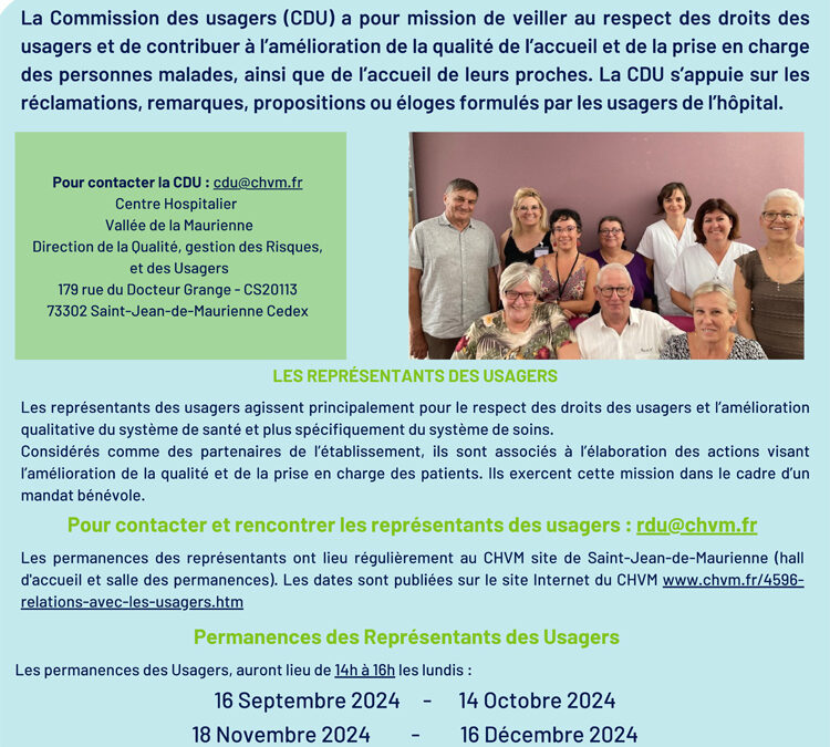 Commission des usagers du Centre Hospitalier Vallée de la Maurienne